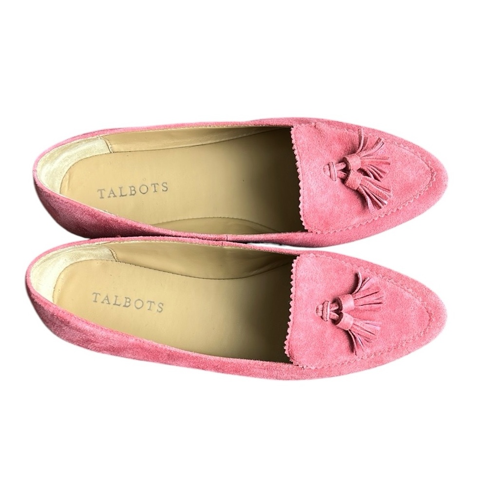 Talbots Pink Suede FRANCESCA DRIVING MOCCASINS Tassels Barbiecore Beauty 7.5W